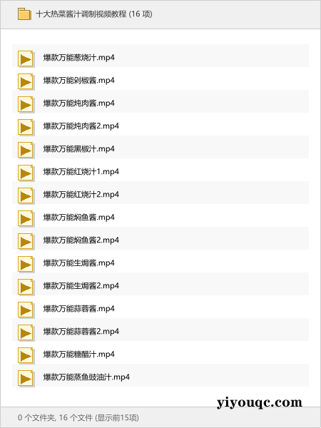 十大热菜酱汁调制视频教程-益友小站