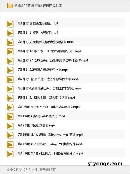 保姆级PR剪辑指南入行课程-益友小站