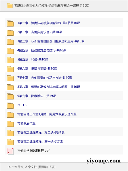 零基础小白吉他入门教程-俞吉他教学三合一课程-益友小站