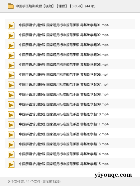 中国手语培训教程【视频】【课程】【3.6GB】-益友小站