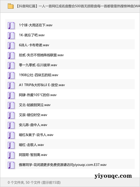 一人一首网红成名曲整合500首无损歌曲每一首都曾是热搜榜神曲[WAV+19.9GB]-益友小站
