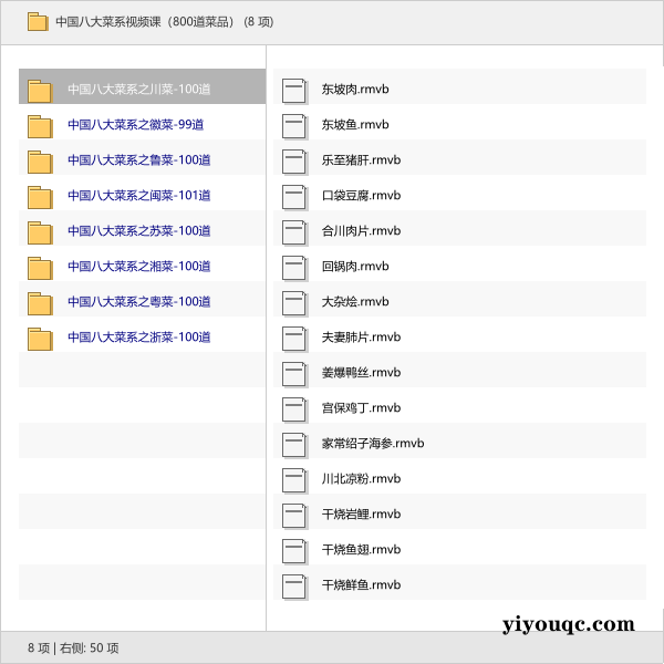中国八大菜系视频课(800道菜品)-益友小站