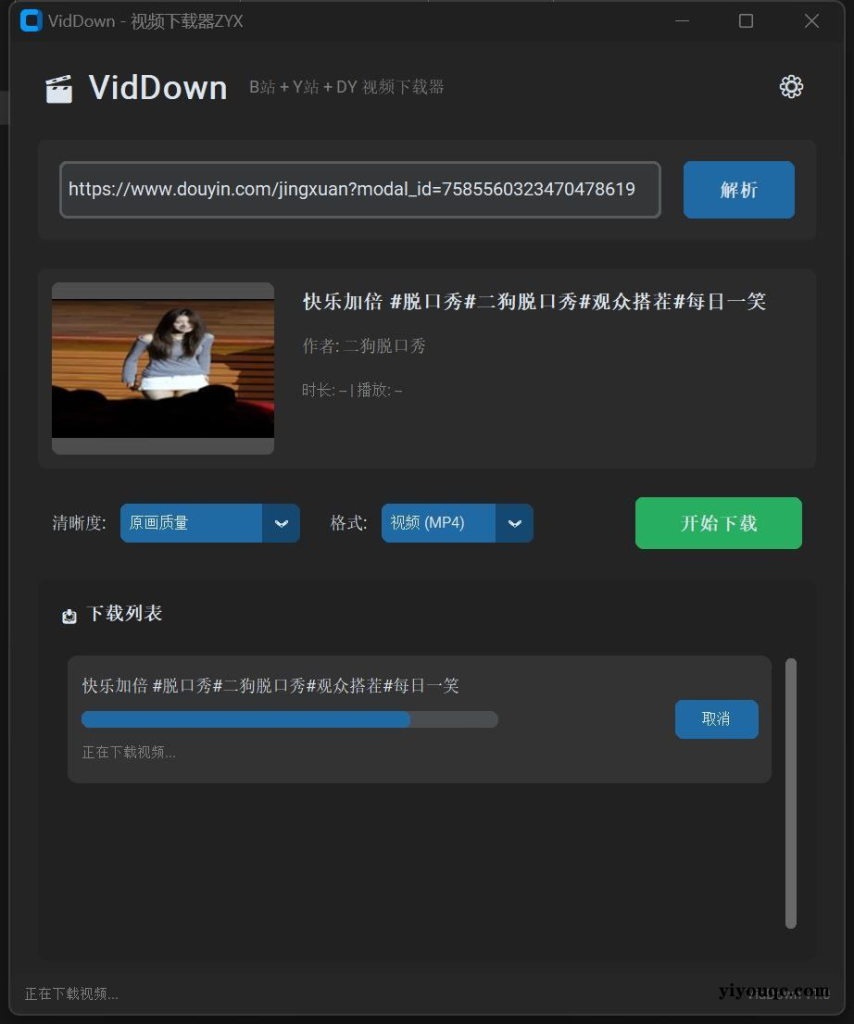 VidDown视频下载器v1.0无水印下载B站/钭音/油管等-益友小站