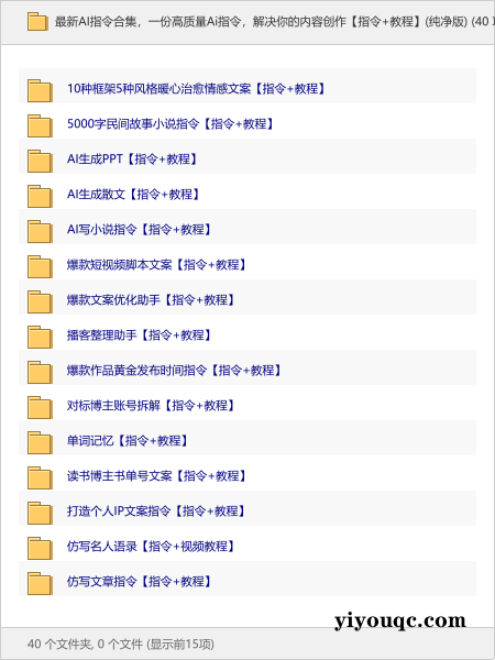 最新AI指令合集,一份高质量Ai指令,解决你的内容创作【指令+教程】(纯净版)-益友小站