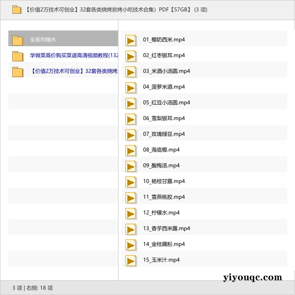 全系列糖水、132套高清菜谱视频，以及32套各类烧烤炭烤小吃技术合集【57GB】-益友小站