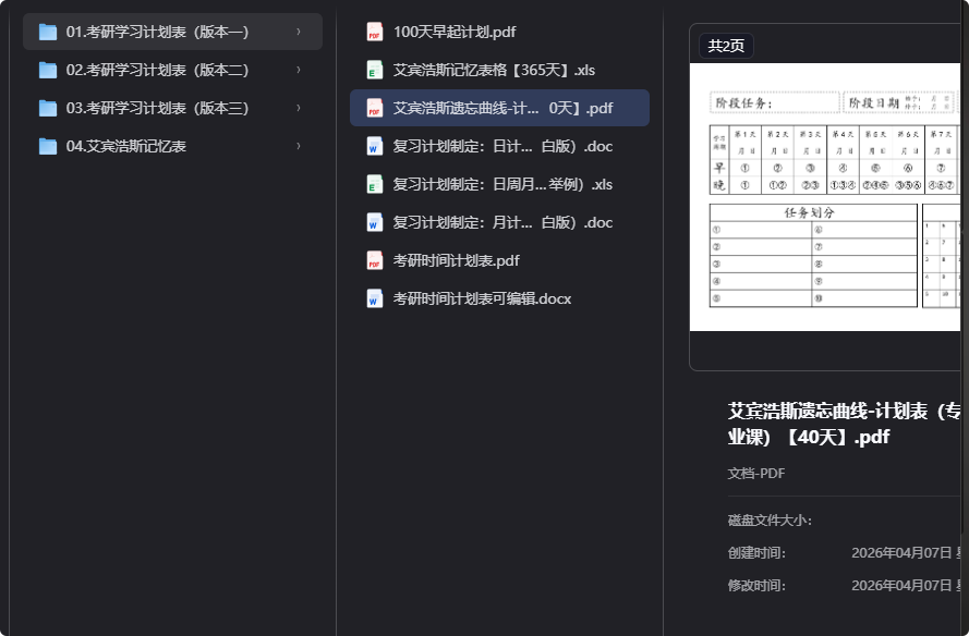 考研上岸必备！超详细计划表免费领-益友小站
