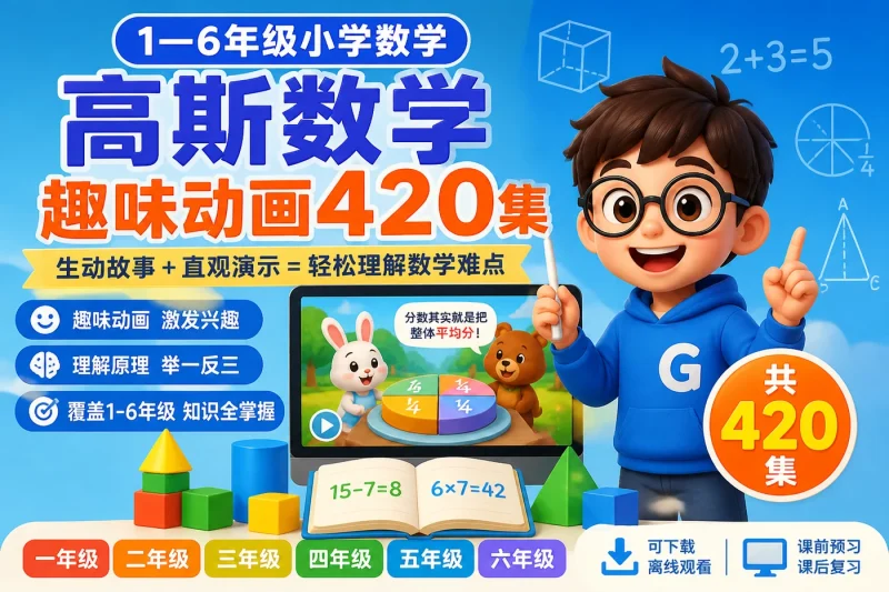 高斯数学趣味动画420集：1—6年级小学数学动画启蒙全覆盖资源-益友小站