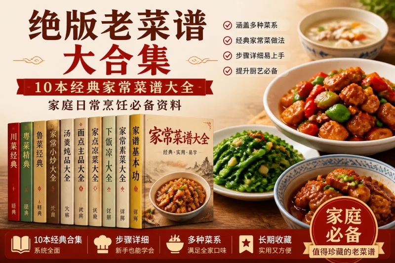 绝版老菜谱大合集：10本经典家常菜谱大全，家庭日常烹饪必备资料-益友小站