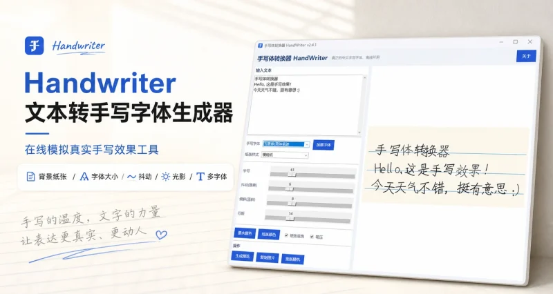Handwriter 文本转手写字体生成器 - 本地离线模拟真实手写效果工具-益友小站