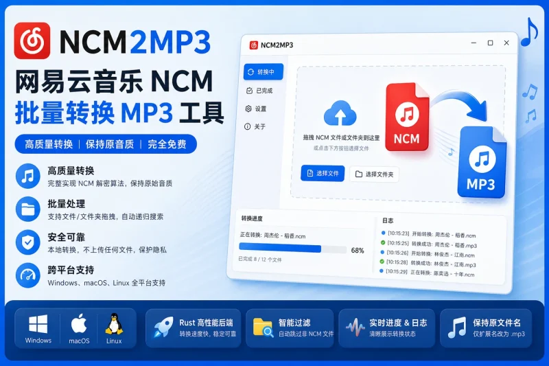 NCM2MP3转换器:网易云音乐NCM格式转MP3工具 | 免费批量转换-益友小站