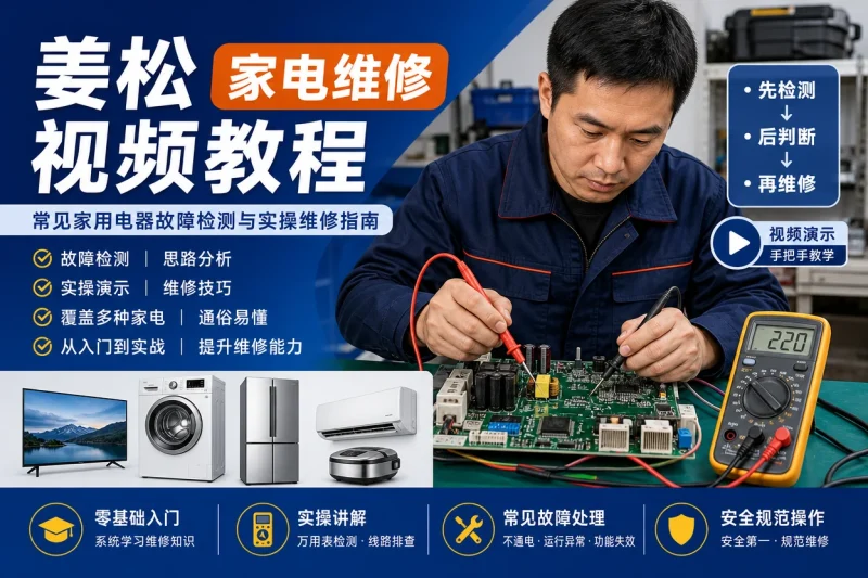 姜松《家电维修视频教程》:常见家用电器故障检测与实操维修指南-益友小站