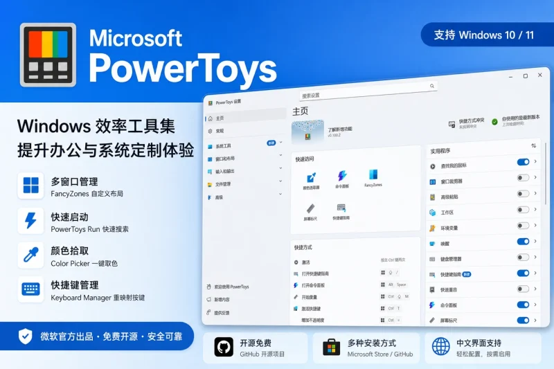 Microsoft PowerToys：Windows 效率工具集，提升办公与系统定制体验-益友小站