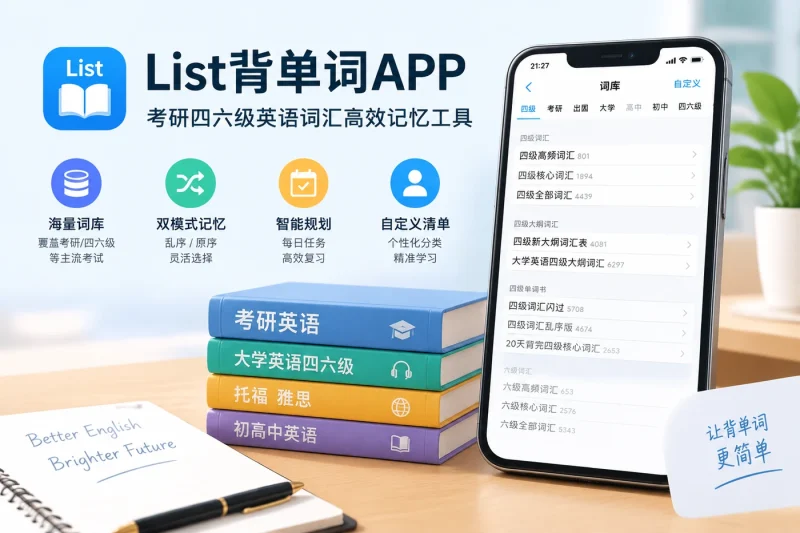 List背单词APP：考研四六级英语词汇高效记忆工具-益友小站