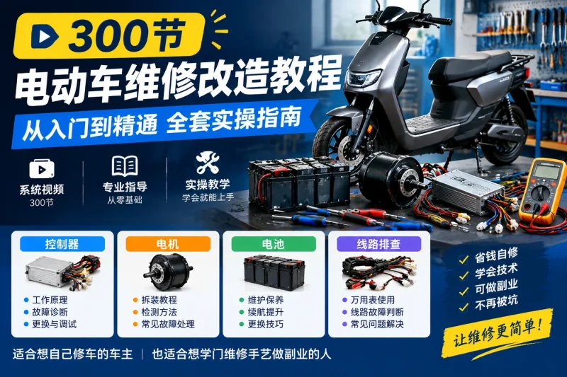 电动车维修改造教程300节视频课程_从入门到精通全套实操指南-益友小站